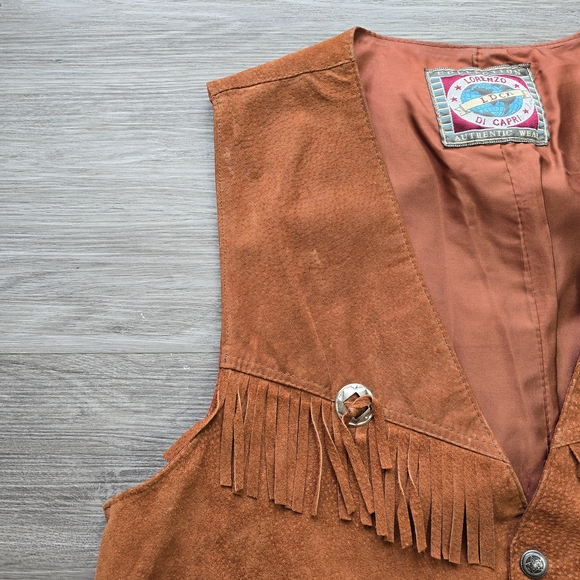 Fringed Suede Vest in Rusty Orange Bohemian Western - Picture 5 of 13